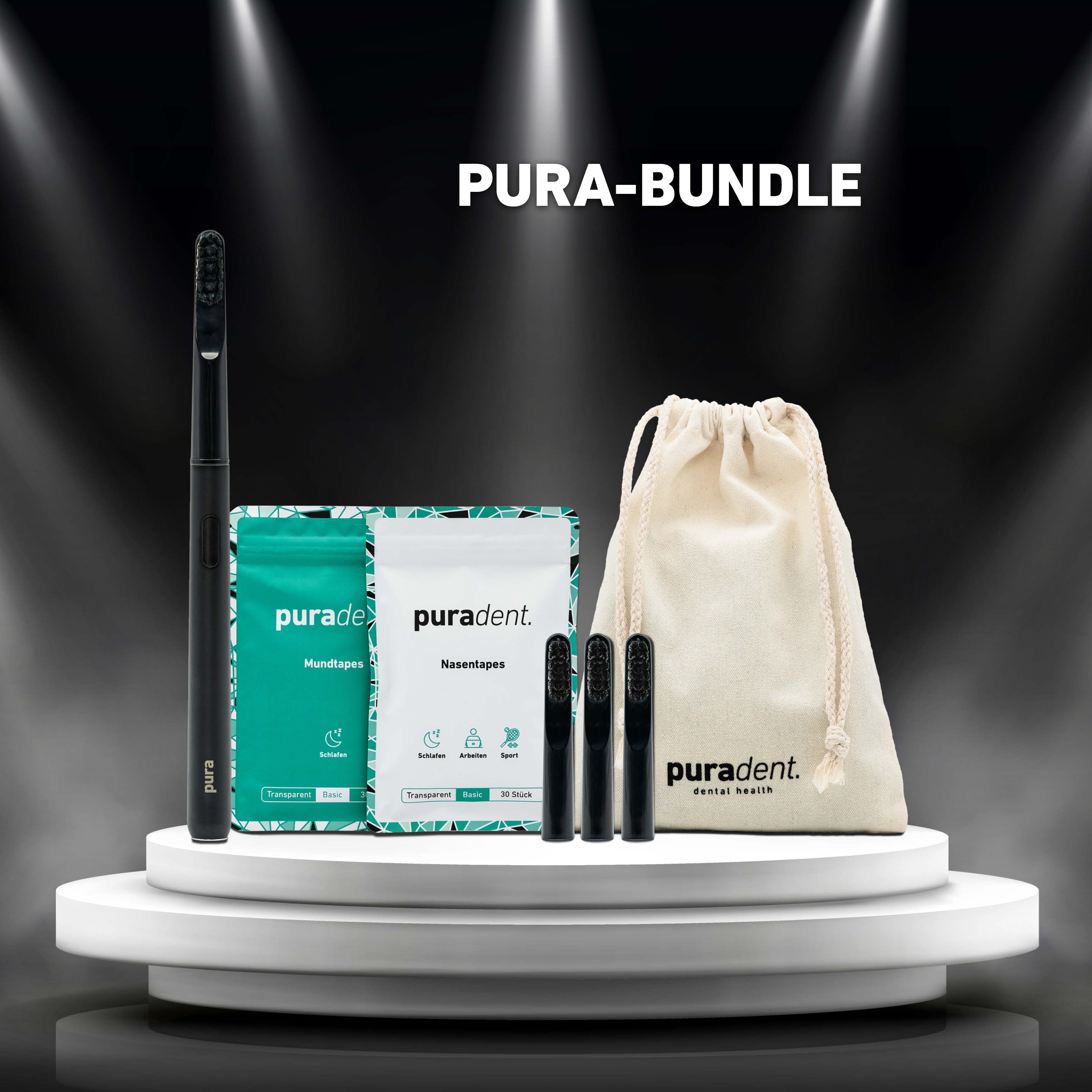 Pura-Bundle: MinimalOne Schallzahnbürste Schwarzpur